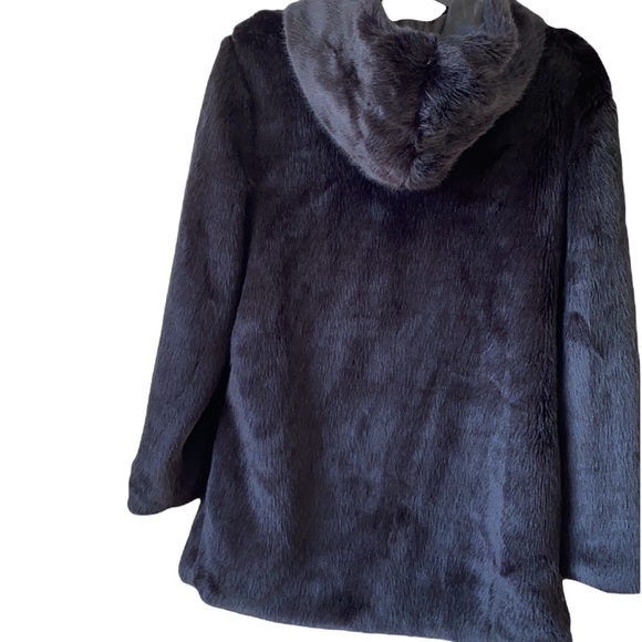 Faux Mink Jacket 3/4 Length with Hood Like New - Picture 6 of 6